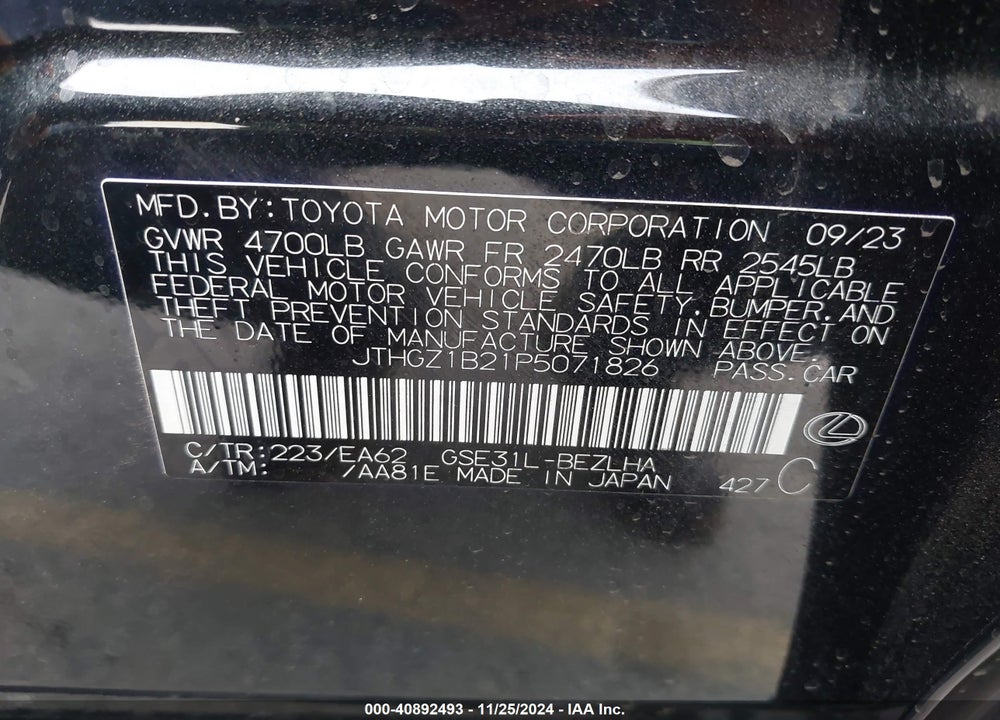 2023 LEXUS IS 350 F-SPORT VIN: JTHGZ1B21P5071826
