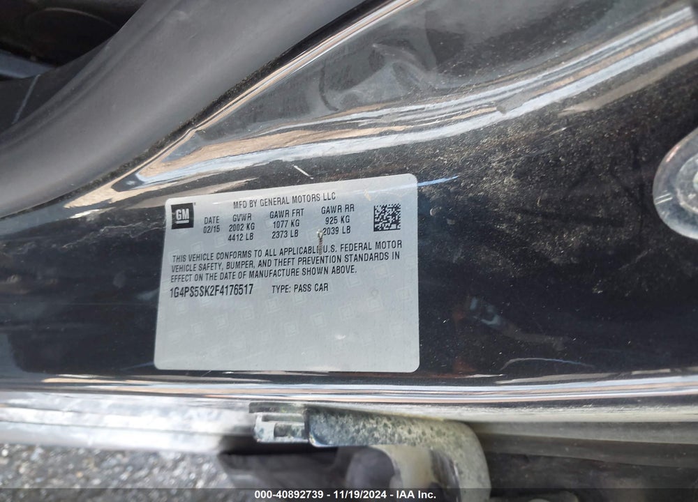 2015 BUICK VERANO VIN: 1G4PS5SK2F4176517