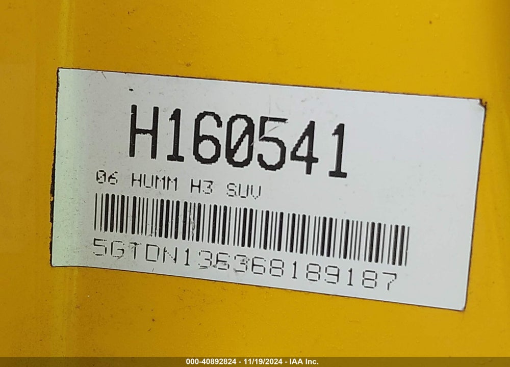2006 HUMMER H3 SUV VIN: 5GTDN136368189187