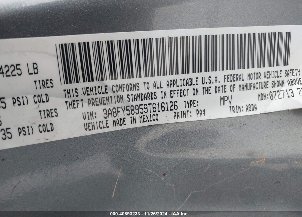 2009 CHRYSLER PT CRUISER TOURING VIN: 3A8FY58959T616126