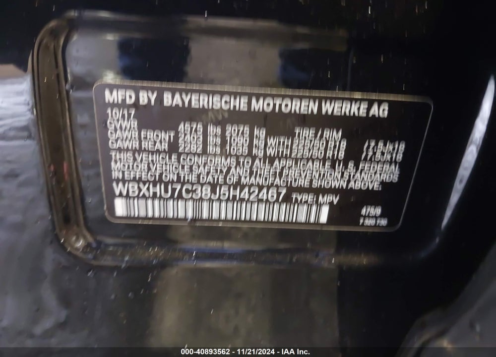 2018 BMW X1 VIN: WBXHU7C38J5H42467