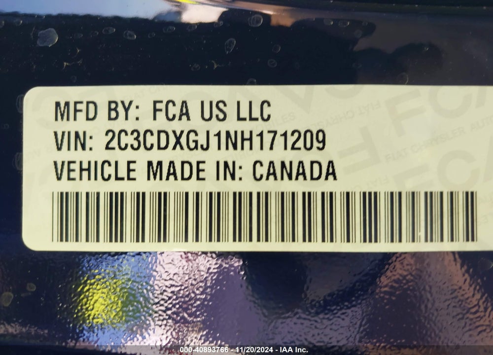 2022 DODGE CHARGER SCAT PACK WIDEBODY VIN: 2C3CDXGJ1NH171209