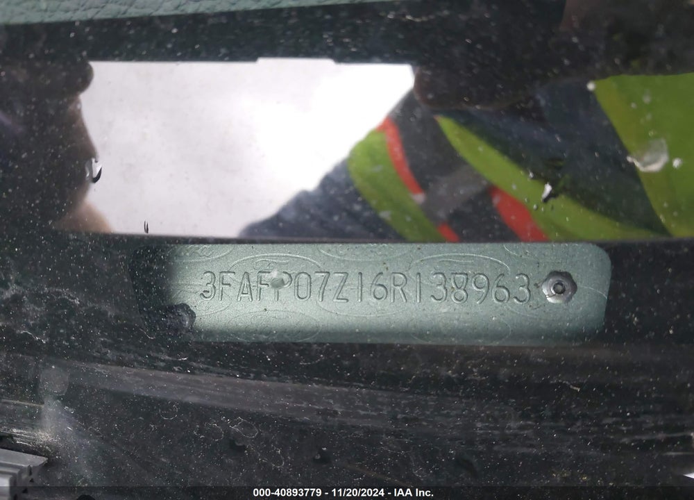 2006 FORD FUSION SE VIN: 3FAFP07Z16R138963