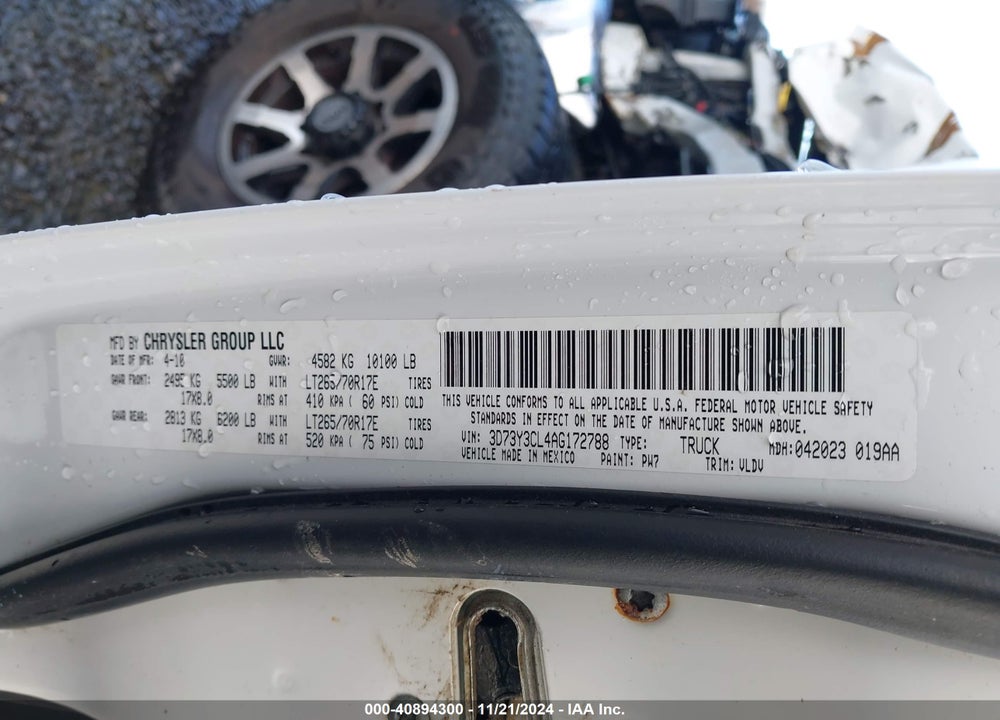 2010 DODGE RAM 3500 LARAMIE VIN: 3D73Y3CL4AG172788