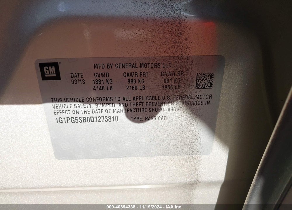 2013 CHEVROLET CRUZE LTZ VIN: 1G1PG5SB0D7273810
