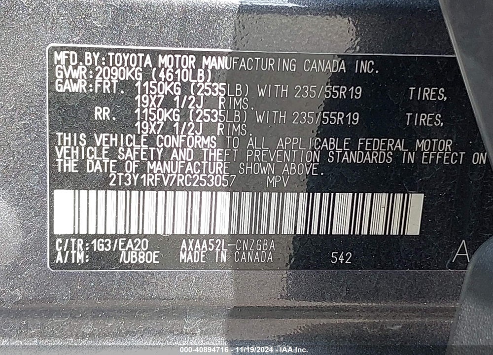 2024 TOYOTA RAV4 LIMITED VIN: 2T3Y1RFV7RC253057