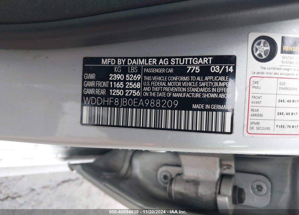 2014 MERCEDES-BENZ E 350 4MATIC VIN: WDDHF8JB0EA988209