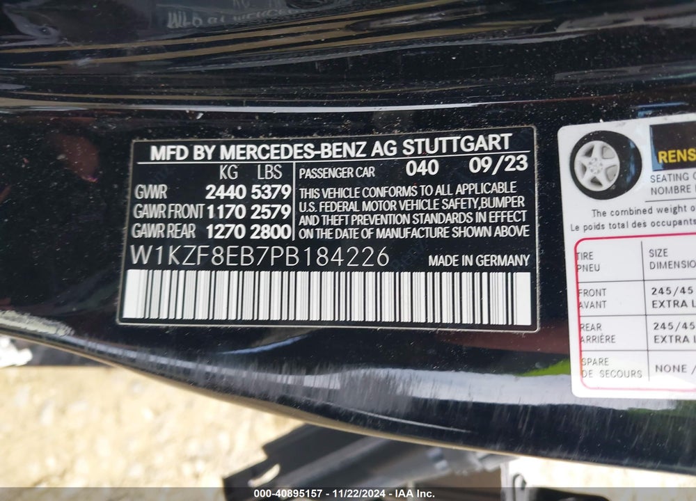2023 MERCEDES-BENZ E 350 4MATIC VIN: W1KZF8EB7PB184226