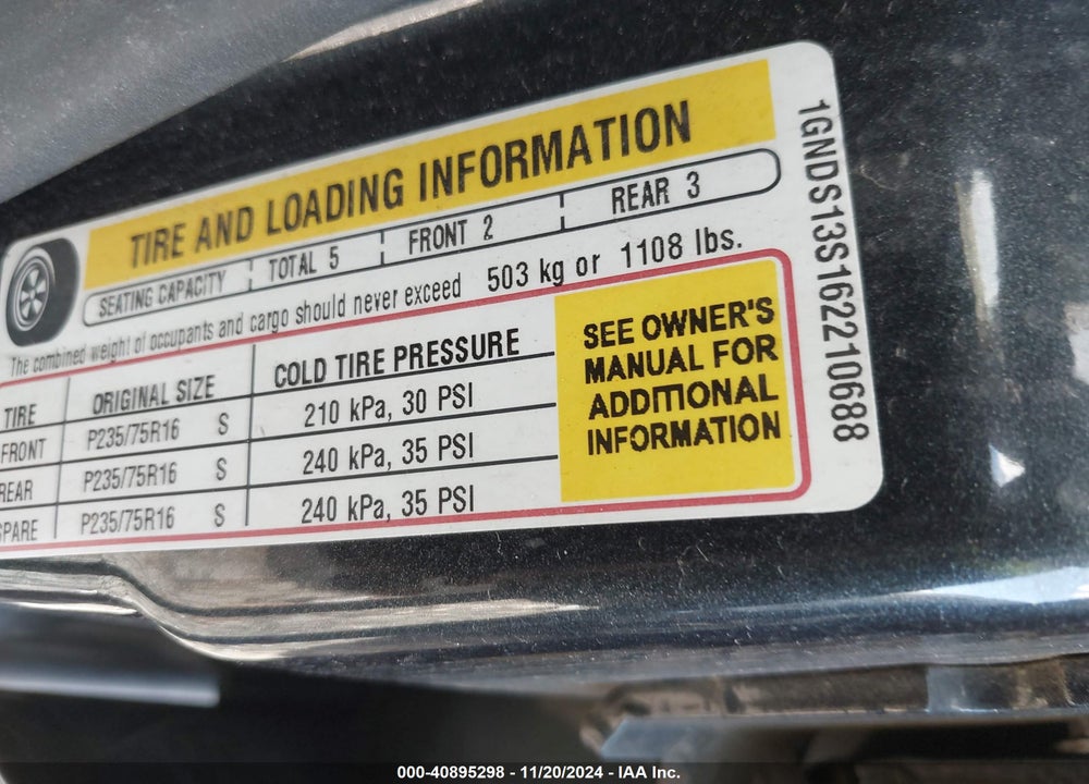2006 CHEVROLET TRAILBLAZER LS VIN: 1GNDS13S162210688