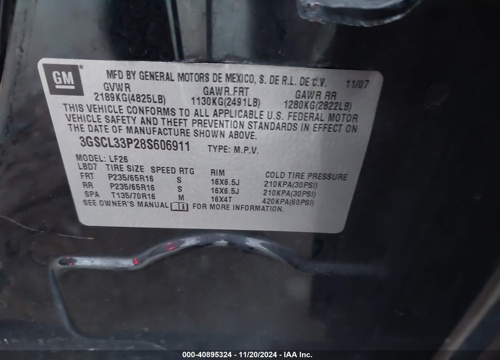 2008 SATURN VUE 4-CYL XE VIN: 3GSCL33P28S606911