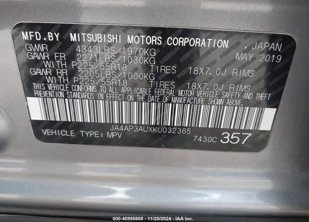2019 MITSUBISHI OUTLANDER SPORT 2.0 ES VIN: JA4AP3AUXKU032365