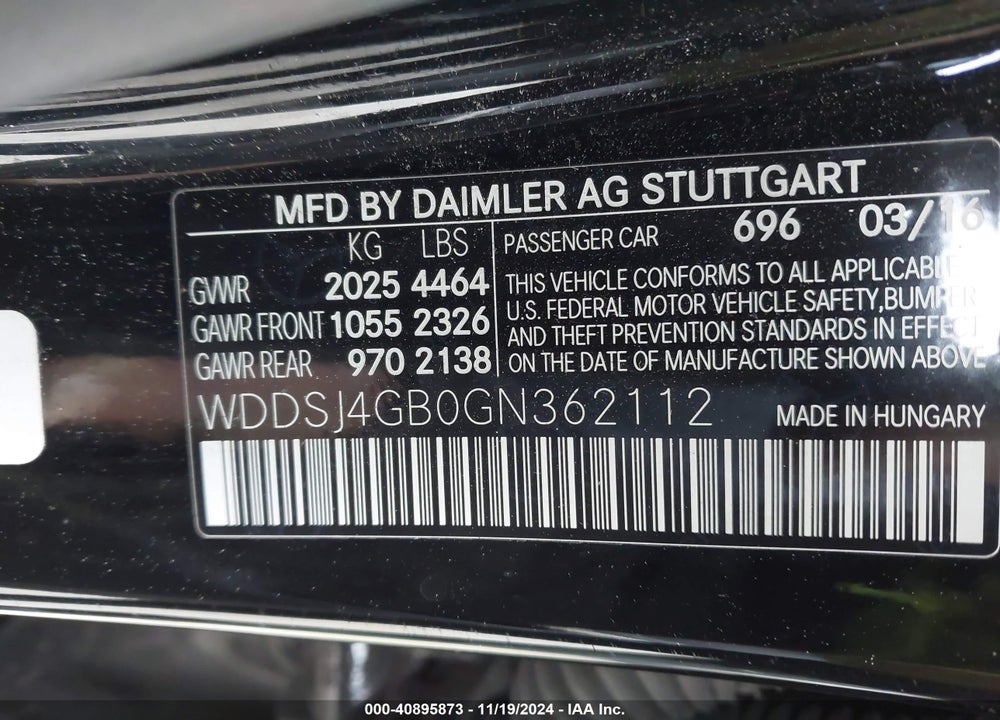 2016 MERCEDES-BENZ CLA 250 4MATIC VIN: WDDSJ4GB0GN362112