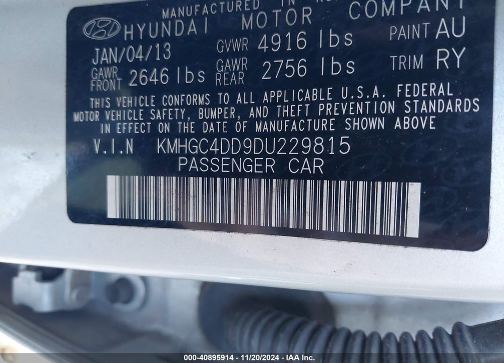 2013 HYUNDAI GENESIS 3.8 VIN: KMHGC4DD9DU229815