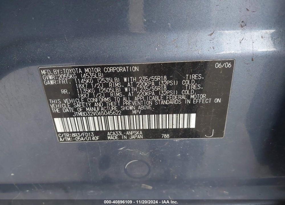 2006 TOYOTA RAV4 SPORT VIN: JTMBD32V065045622