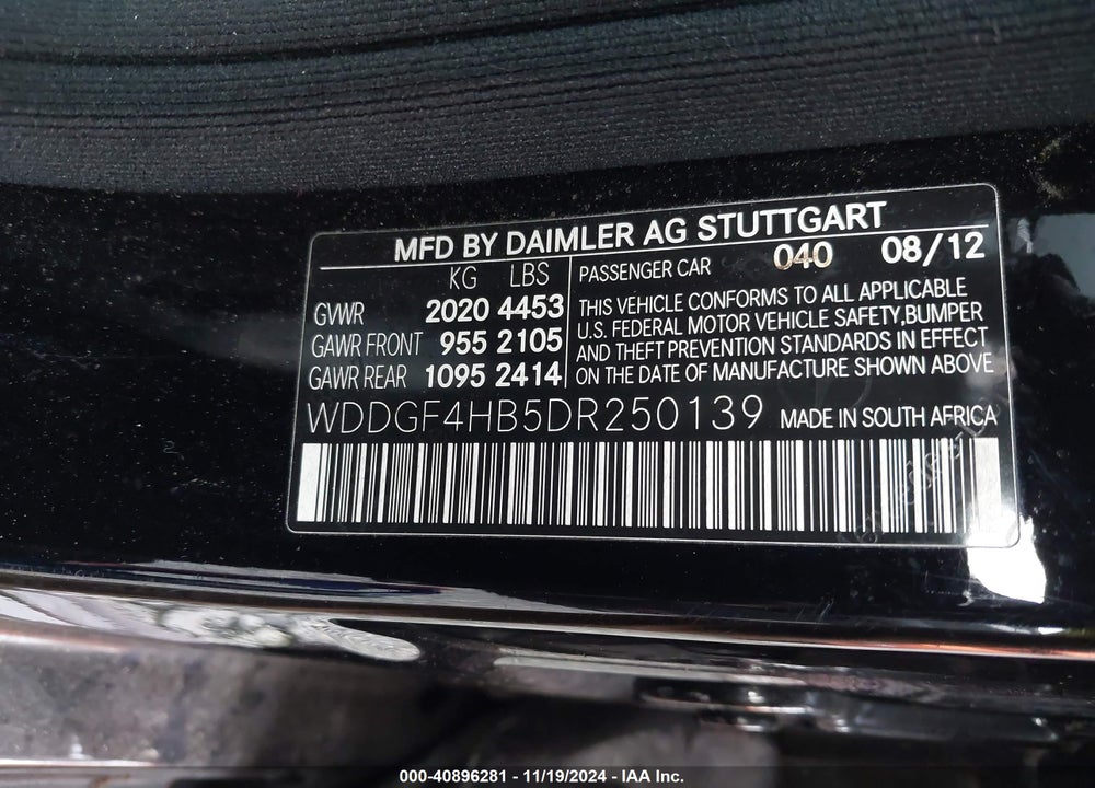 2013 MERCEDES-BENZ C 250 LUXURY/SPORT VIN: WDDGF4HB5DR250139