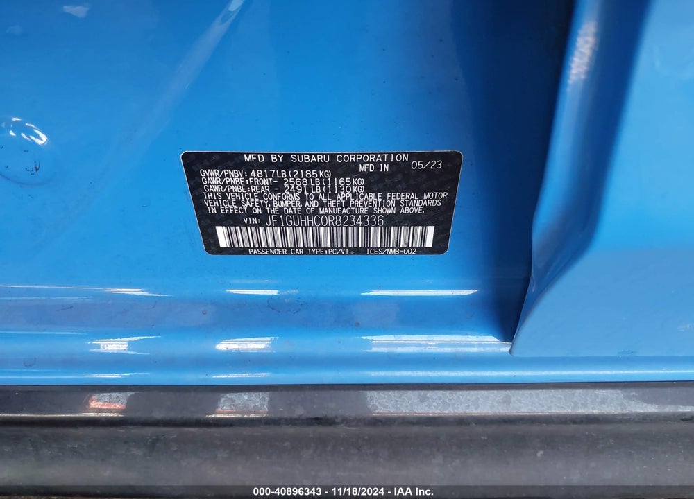 2024 SUBARU IMPREZA VIN: JF1GUHHC0R8234336