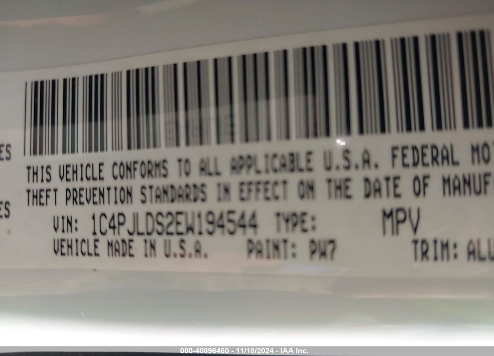 2014 JEEP CHEROKEE LIMITED VIN: 1C4PJLDS2EW194544