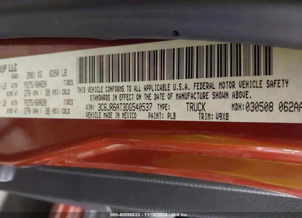 2013 RAM 1500 EXPRESS VIN: 3C6JR6AT3DG540537