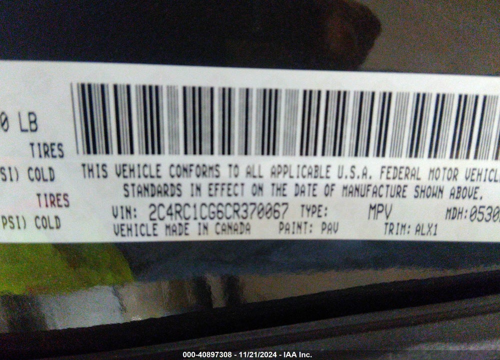2012 CHRYSLER TOWN & COUNTRY TOURING-L VIN: 2C4RC1CG6CR370067