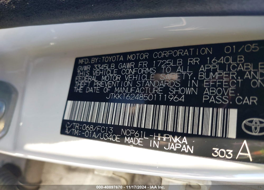 2005 SCION XA VIN: JTKKT624850111964