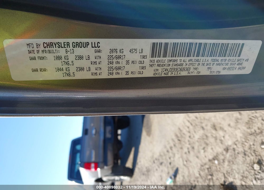 2014 JEEP COMPASS LATITUDE VIN: 1C4NJDEB3ED626369