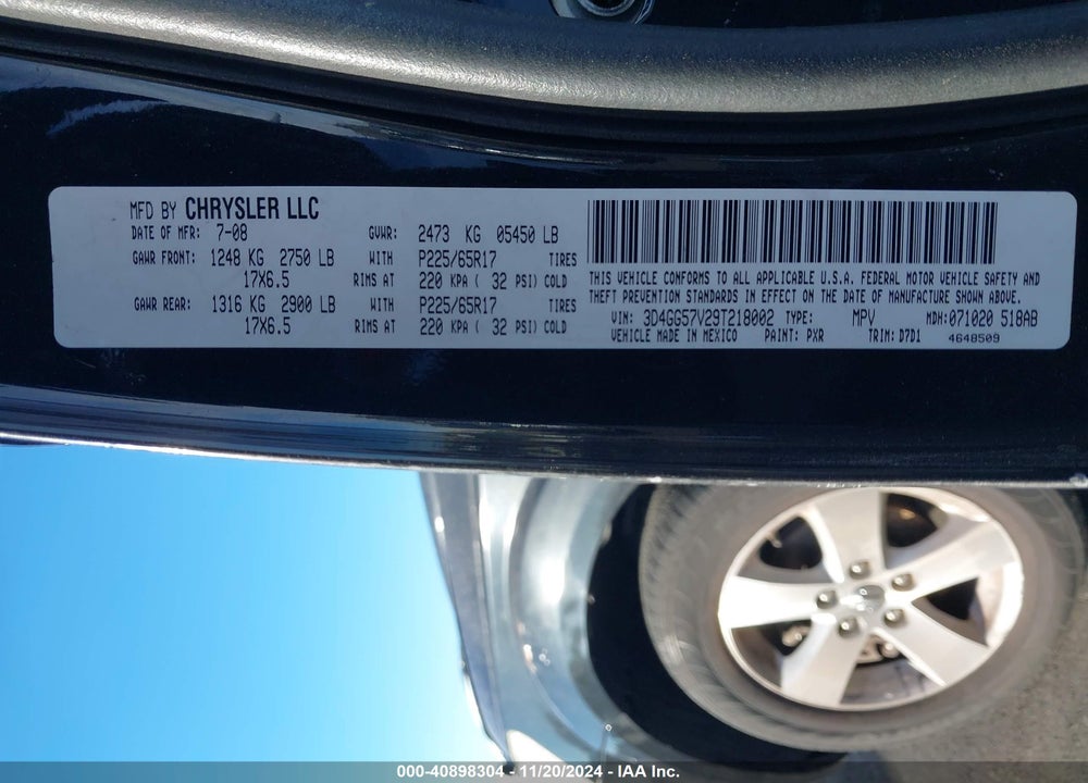 2009 DODGE JOURNEY SXT VIN: 3D4GG57V29T218002