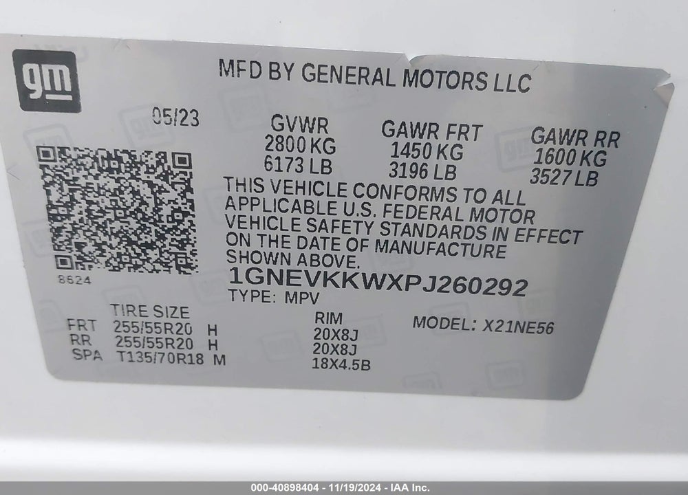 2023 CHEVROLET TRAVERSE AWD PREMIER VIN: 1GNEVKKWXPJ260292