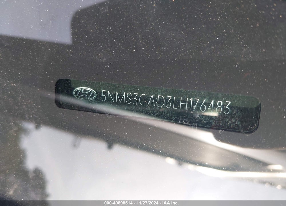2020 HYUNDAI SANTA FE SEL VIN: 5NMS3CAD3LH176483