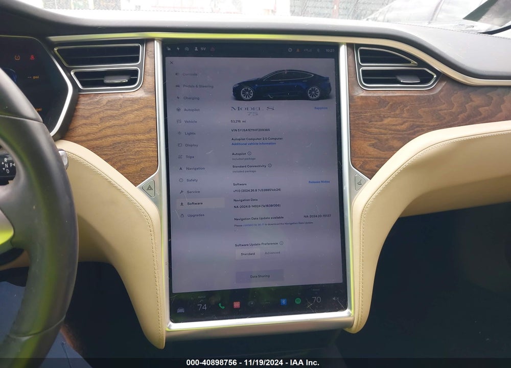 2017 TESLA MODEL S 60/75 VIN: 5YJSA1E11HF209385