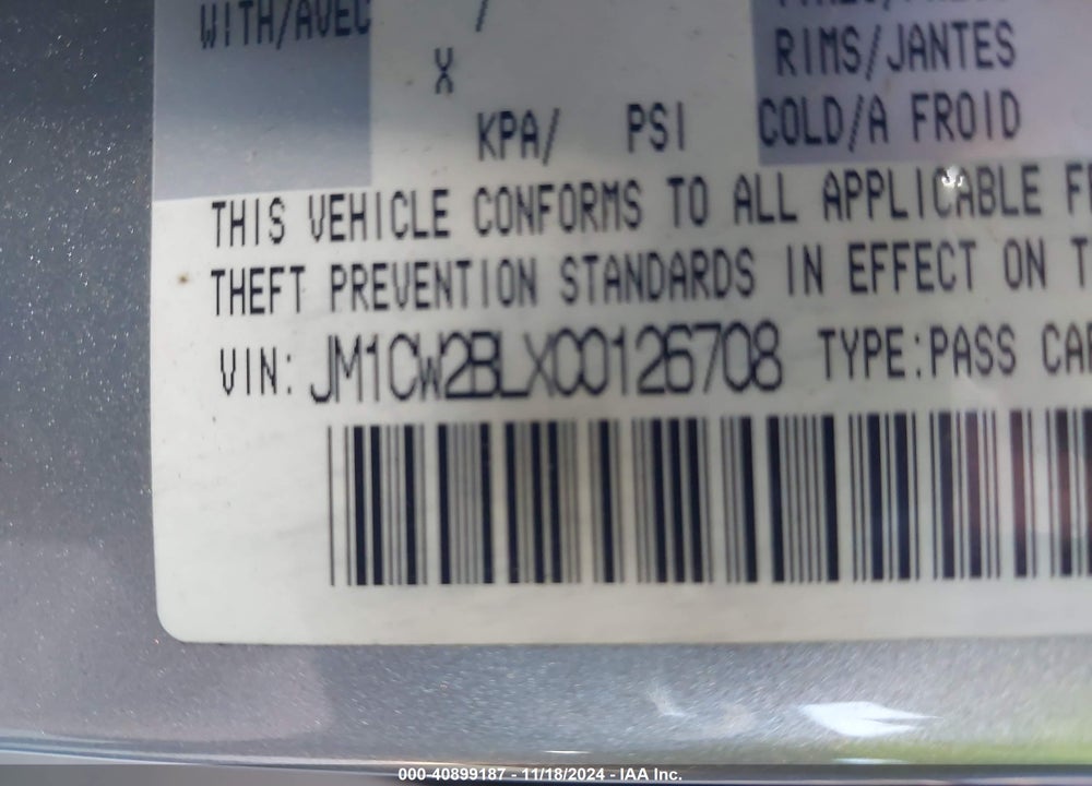 2012 MAZDA 5 SPORT VIN: JM1CW2BLXC0126708