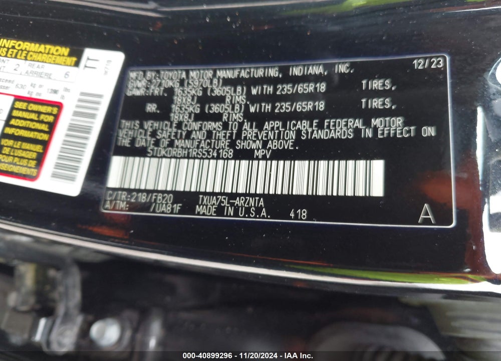 2024 TOYOTA HIGHLANDER LE VIN: 5TDKDRBH1RS534168