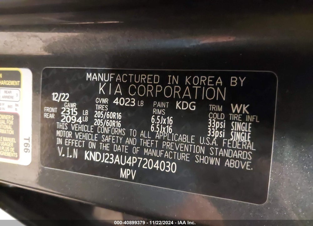 2023 KIA SOUL LX VIN: KNDJ23AU4P7204030