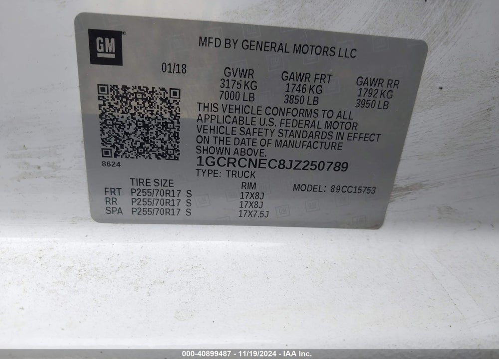 2018 CHEVROLET SILVERADO 1500 LS VIN: 1GCRCNEC8JZ250789