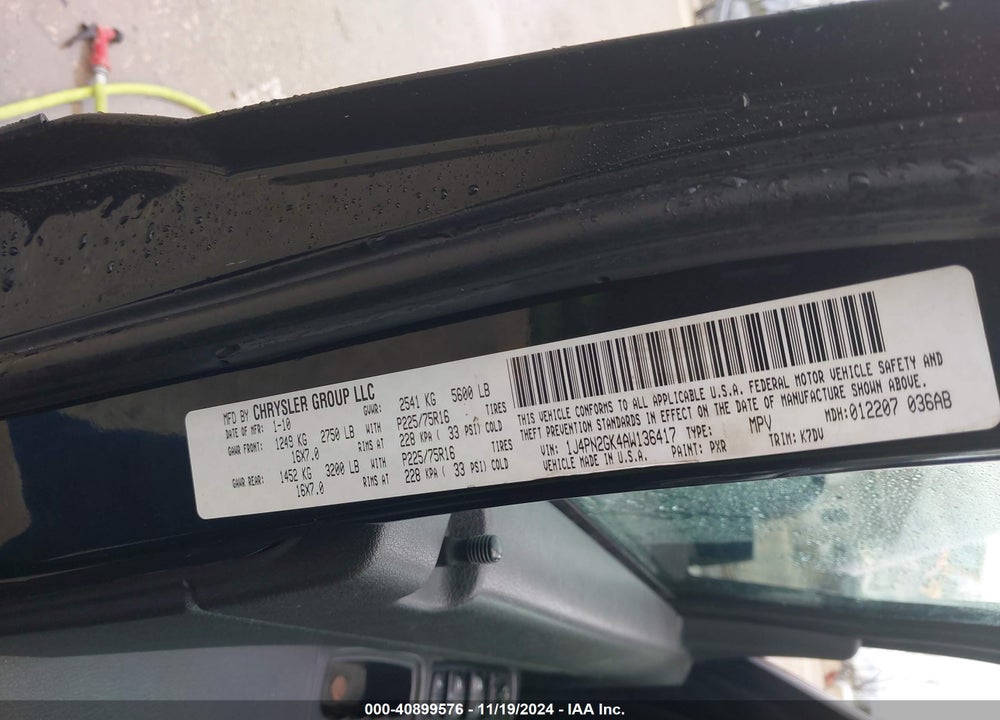 2010 JEEP LIBERTY SPORT VIN: 1J4PN2GK4AW136417