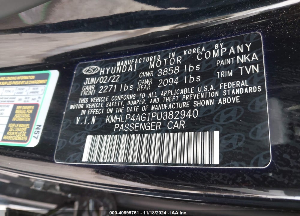 2023 HYUNDAI ELANTRA LIMITED VIN: KMHLP4AG1PU382940