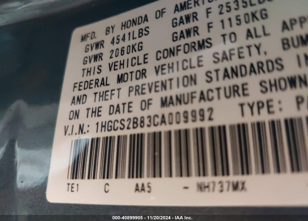 2012 HONDA ACCORD 3.5 EX-L VIN: 1HGCS2B83CA009992