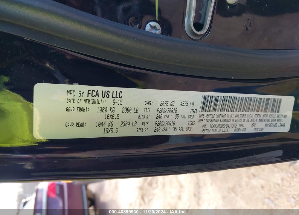 2015 JEEP PATRIOT SPORT VIN: 1C4NJRBB6FD417372
