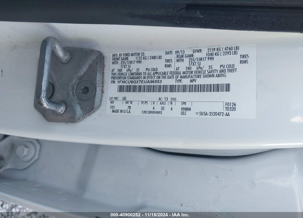 2014 FORD ESCAPE SE VIN: 1FMCU9GX7EUA96553