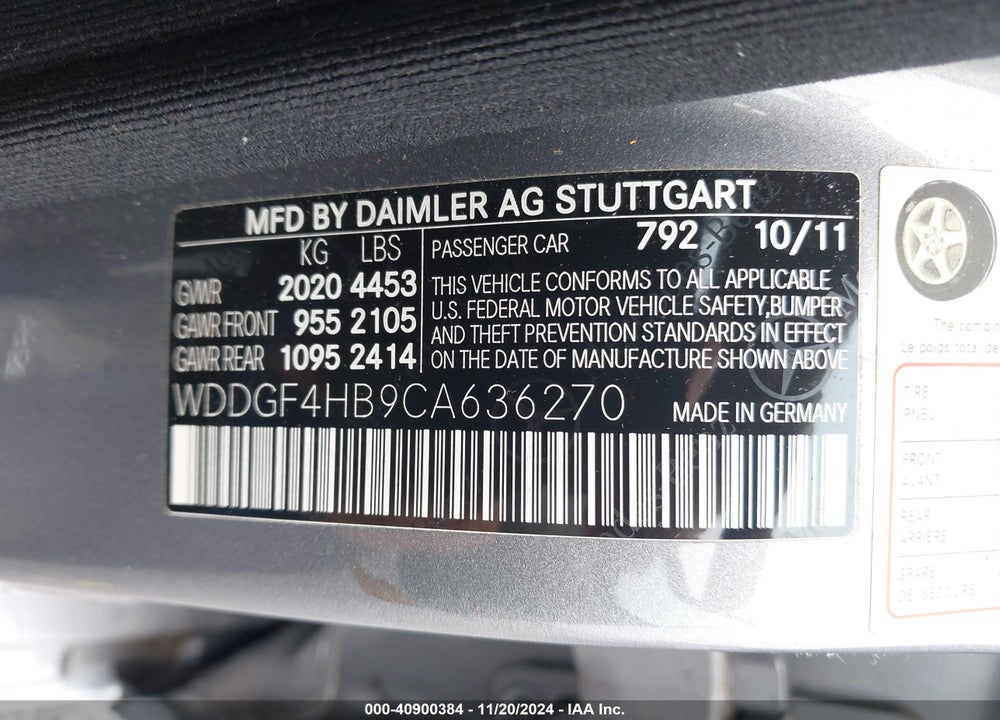 2012 MERCEDES-BENZ C 250 LUXURY/SPORT VIN: WDDGF4HB9CA636270