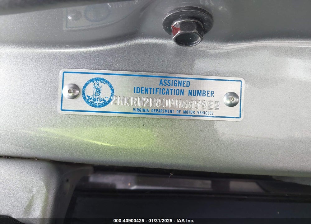 2021 HONDA CR-V AWD EX-L VIN: 2HKRW2H80MH665422