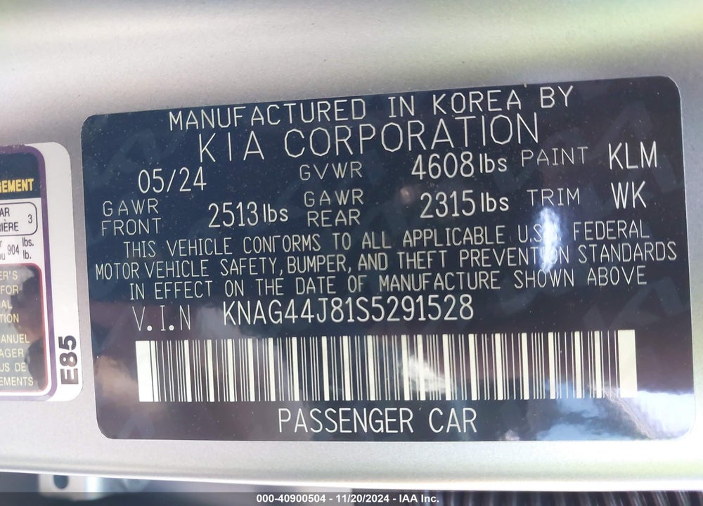2025 KIA K5 GT VIN: KNAG44J81S5291528