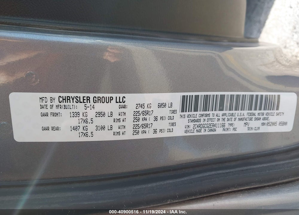 2014 DODGE GRAND CARAVAN SXT 30TH ANNIVERSARY VIN: 2C4RDGCG2ER411166
