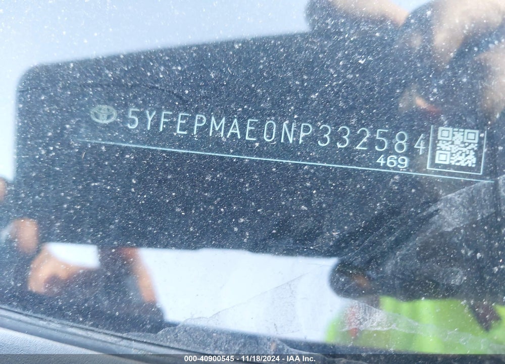 2022 TOYOTA COROLLA LE VIN: 5YFEPMAE0NP332584