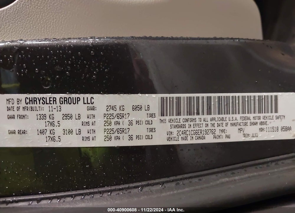 2014 CHRYSLER TOWN & COUNTRY TOURING-L 30TH ANNIVERSARY VIN: 2C4RC1CG6ER192762