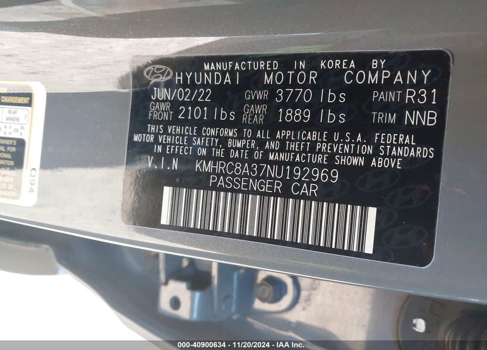 2022 HYUNDAI VENUE LIMITED VIN: KMHRC8A37NU192969