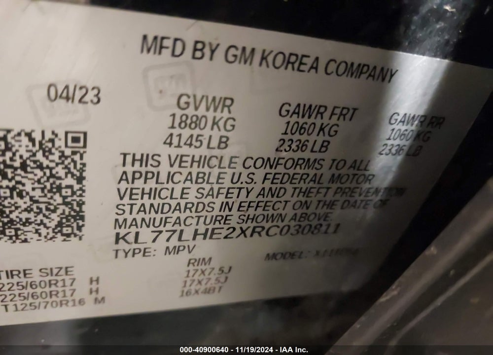 2024 CHEVROLET TRAX FWD LT VIN: KL77LHE2XRC030811