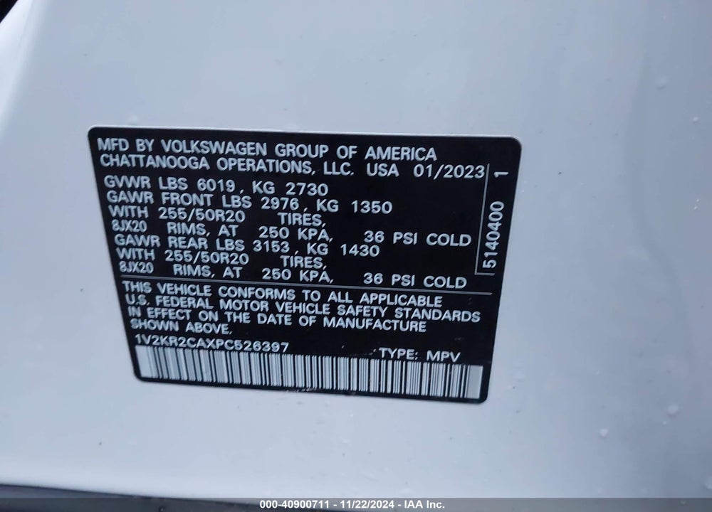 2023 VOLKSWAGEN ATLAS 3.6L V6 SE W/TECHNOLOGY VIN: 1V2KR2CAXPC526397