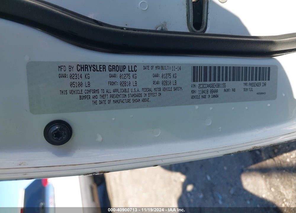 2014 CHRYSLER 300 VIN: 2C3CCAAG6EH381155