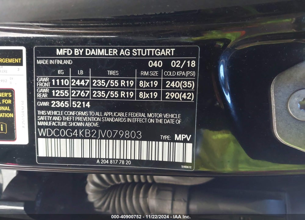 2018 MERCEDES-BENZ GLC 300 4MATIC VIN: WDC0G4KB2JV079803