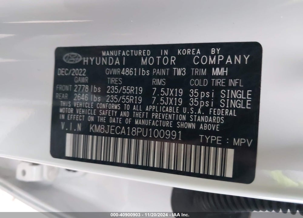 2023 HYUNDAI TUCSON HYBRID LIMITED VIN: KM8JECA18PU100991